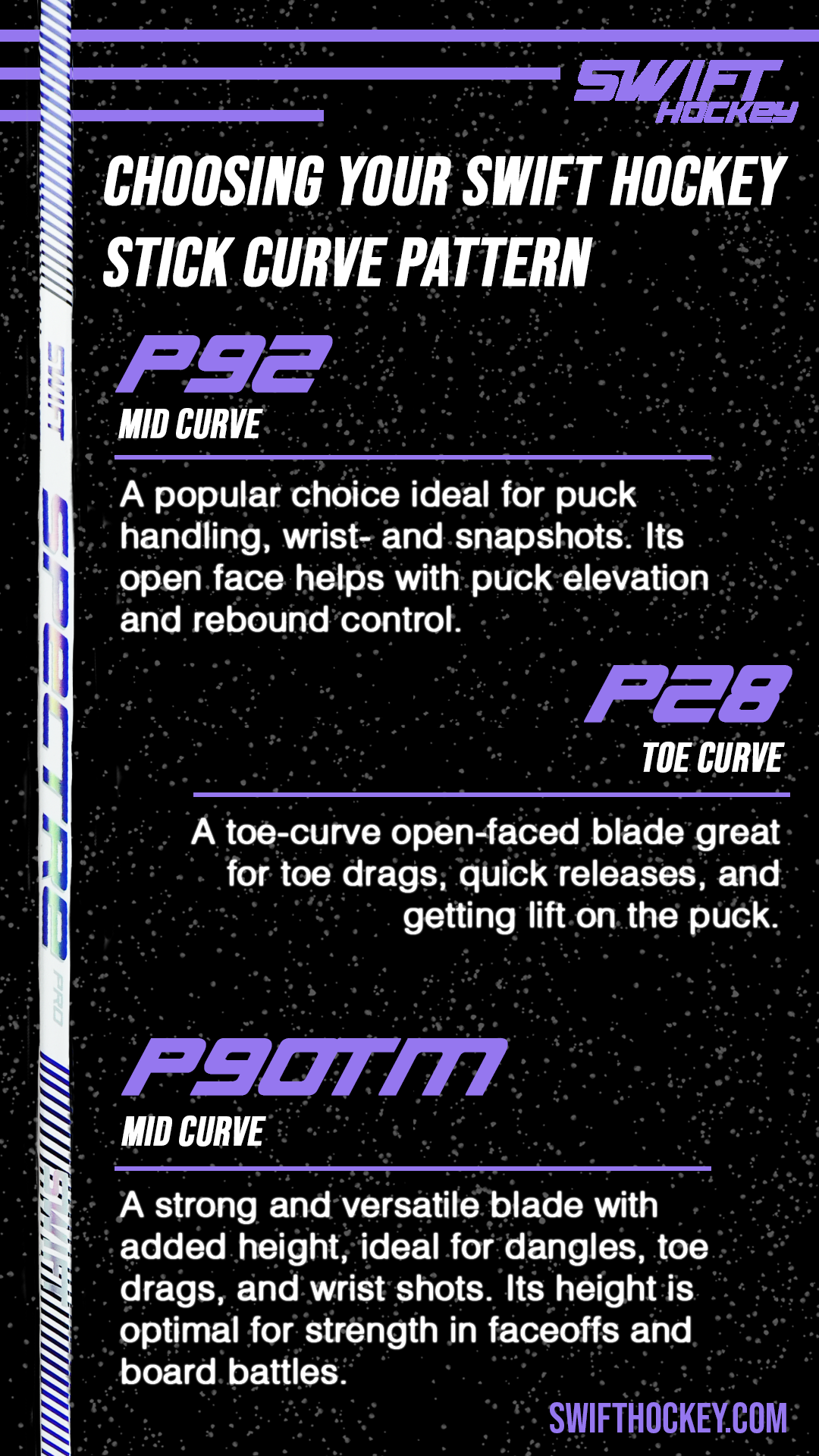 Swift Spectre - Intermediate Hockey Stick, 57" (WHITE) Limited Edition