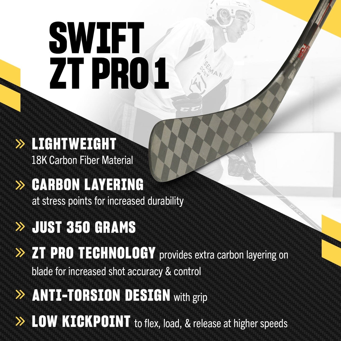 Swift ZT Pro 1 - Youth Hockey Stick, 46" (RED) Limited Edition