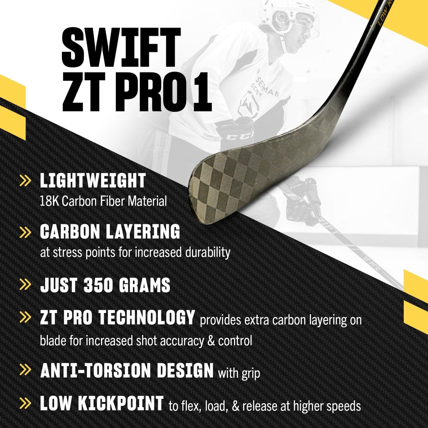Swift ZT Pro 1 - Youth Hockey Stick, 46"